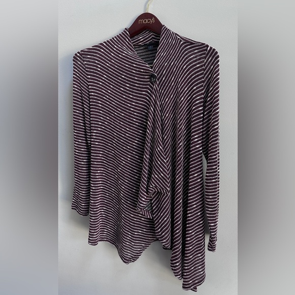 ab studio wine red silver glitter button wrap cardigan size M - Picture 5 of 11